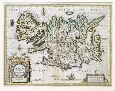 Map of Iceland by Willem Janszoon Blaeu